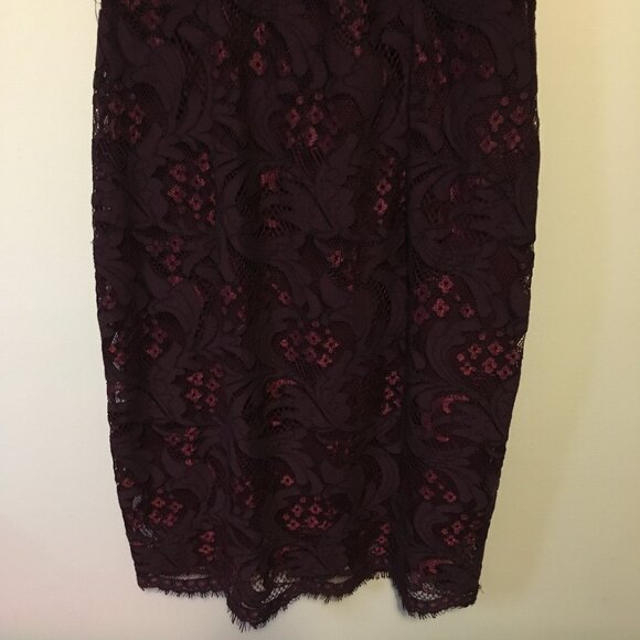SEARS Fancy and Elegant Dark Burgundy Cotton Lace Mockneck Dress - Picture 5 of 16